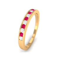 Minimal Ruby Diamond Ring in Channel Set