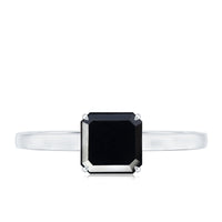 Princess Cut Black Onyx Solitaire Engagement Ring for Her