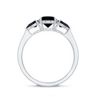 Natural Black Onyx Three Stone Engagement Ring