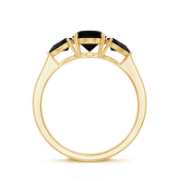 Natural Black Onyx Three Stone Engagement Ring