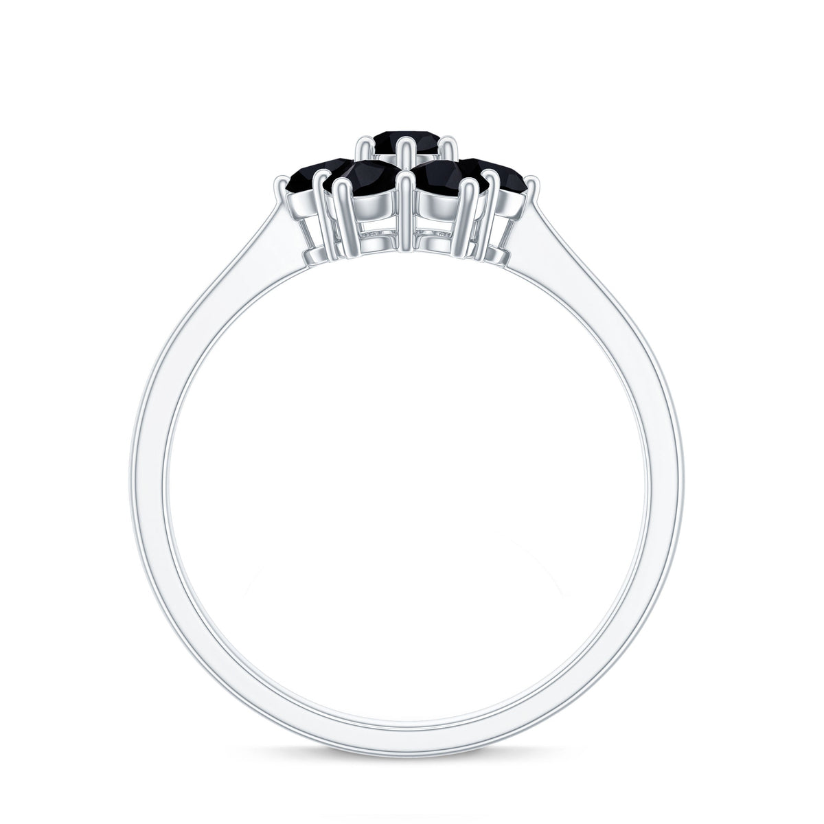 Genuine black onyx flower engagement ring by Rosec Jewels featuring a detailed floral design and certificate of authenticity.