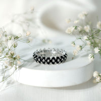Round Cut Black Onyx Cluster Wedding Band for Women