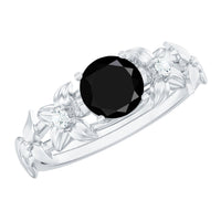 Nature Inspired Black Onyx and Diamond Engagement Ring
