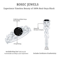 Nature Inspired Black Onyx and Diamond Engagement Ring