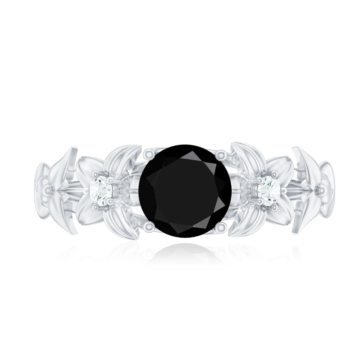 Nature Inspired Black Onyx and Diamond Engagement Ring