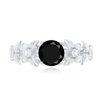 Nature Inspired Black Onyx and Diamond Engagement Ring