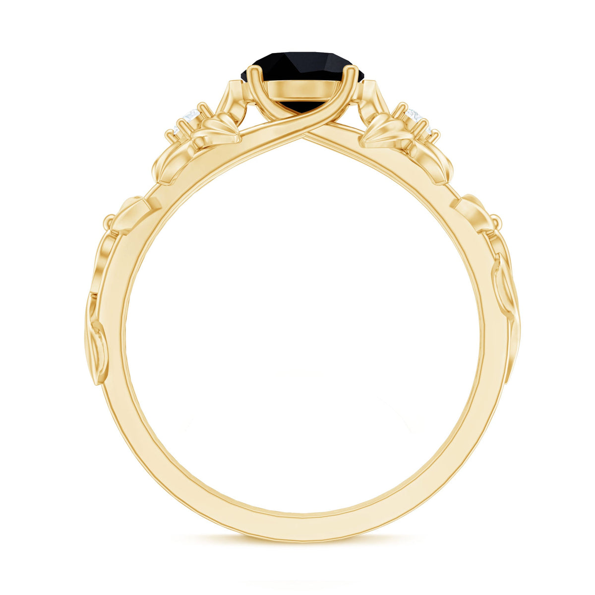 Nature Inspired Black Onyx and Diamond Engagement Ring