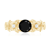 Nature Inspired Black Onyx and Diamond Engagement Ring