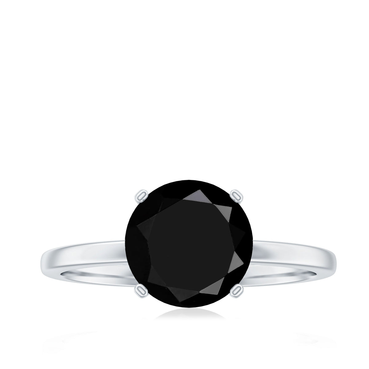 Certified Real 2.5 Carat Black Spinel Solitaire Engagement Ring