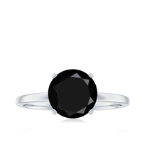 Certified Real 2.5 Carat Black Spinel Solitaire Engagement Ring