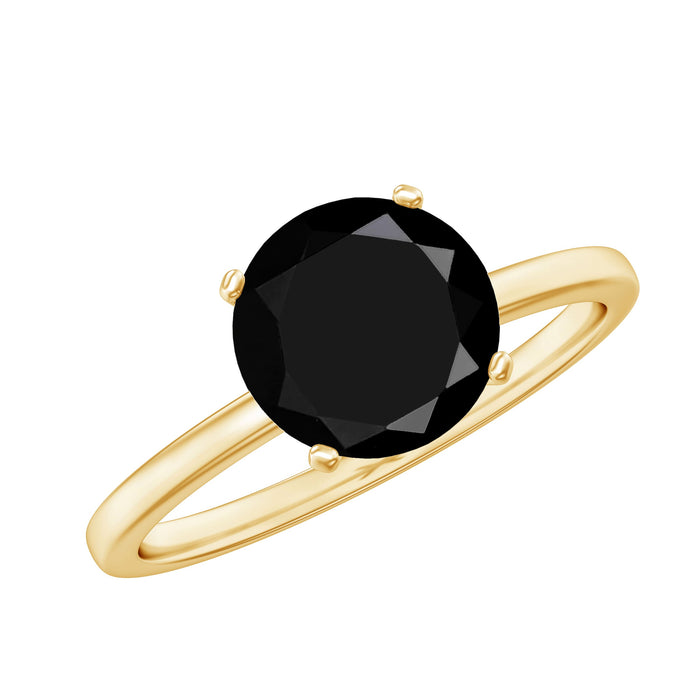 Certified real 2.5 carat black spinel solitaire engagement ring by Rosec Jewels, featuring a striking black gemstone setting.