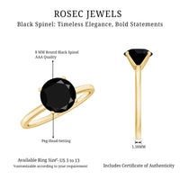 Certified Real 2.5 Carat Black Spinel Solitaire Engagement Ring