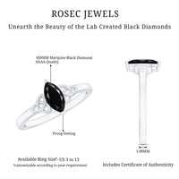 Certified 0.8 Carat Lab Grown Black Diamond Marquise Promise Ring with Celtic Knot