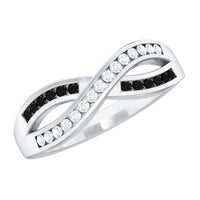 Certified Lab Grown Black and White Diamond Infinity Promise Band