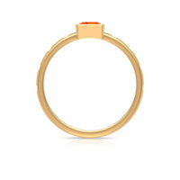 Princess cut fire opal solitaire promise ring with diamonds from Rosec Jewels, featuring a vibrant central gemstone and delicate band.