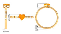 Rosec Jewels 1/2 carat fire opal heart engagement ring with diamond accents, featuring a delicate gold band and intricate design