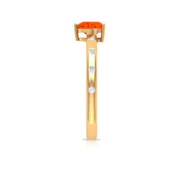 Rosec Jewels 1/2 carat fire opal heart engagement ring with diamond, showcasing a vibrant orange-red opal and sparkling diamond accents.