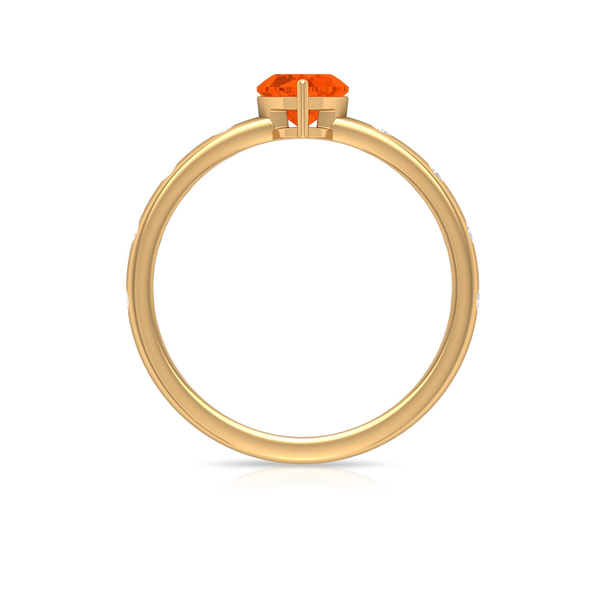 Rosec Jewels 1/2 carat fire opal heart engagement ring with diamond accents, showcasing a sparkling gemstone and elegant band.