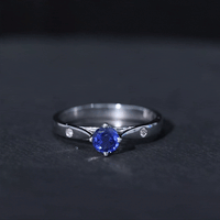 Certified 0.6 Carat Lab Grown Blue Sapphire Promise Ring with Diamond