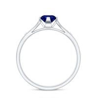 Certified 0.6 Carat Lab Grown Blue Sapphire Promise Ring with Diamond
