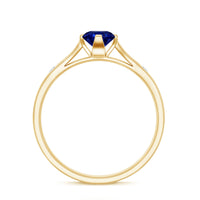 Certified 0.6 Carat Lab Grown Blue Sapphire Promise Ring with Diamond