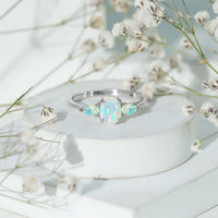 Natural Ethiopian Opal 3 Stone Engagement Ring With Certificate