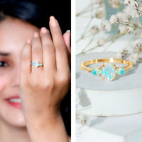 Natural Ethiopian Opal 3 Stone Engagement Ring With Certificate