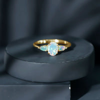 Natural Ethiopian Opal 3 Stone Engagement Ring With Certificate