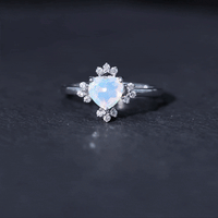 Natural 0.75 Carat Opalescent Heart Engagement Ring with Diamond