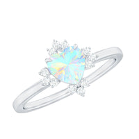 Natural 0.75 Carat Opalescent Heart Engagement Ring with Diamond