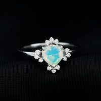Natural 0.75 Carat Opalescent Heart Engagement Ring with Diamond