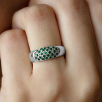 Natural Emerald Thick Band Ring with Certificate