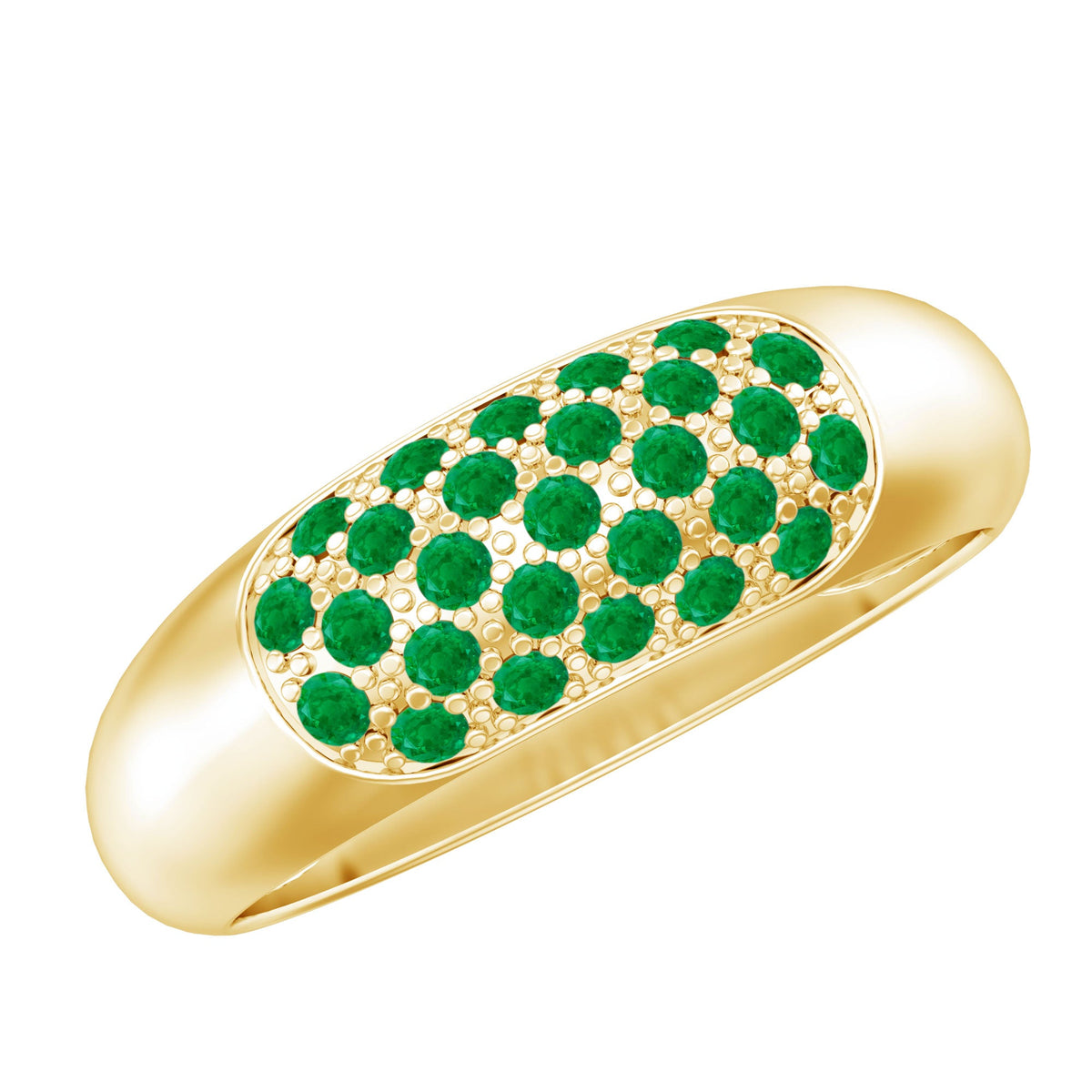 Natural Emerald Thick Band Ring with Certificate