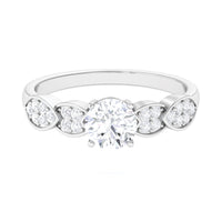 Classic Round Zirconia Engagement Ring with Side Stones