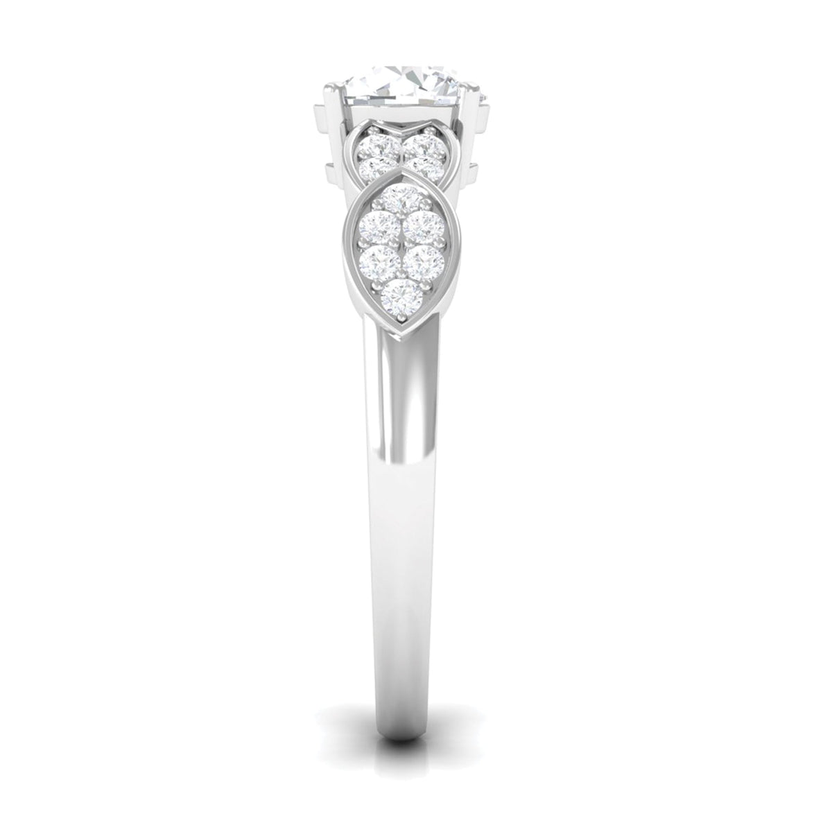 Classic Round Zirconia Engagement Ring with Side Stones