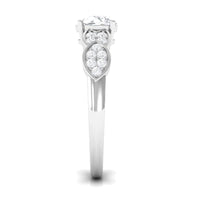 Classic Round Zirconia Engagement Ring with Side Stones