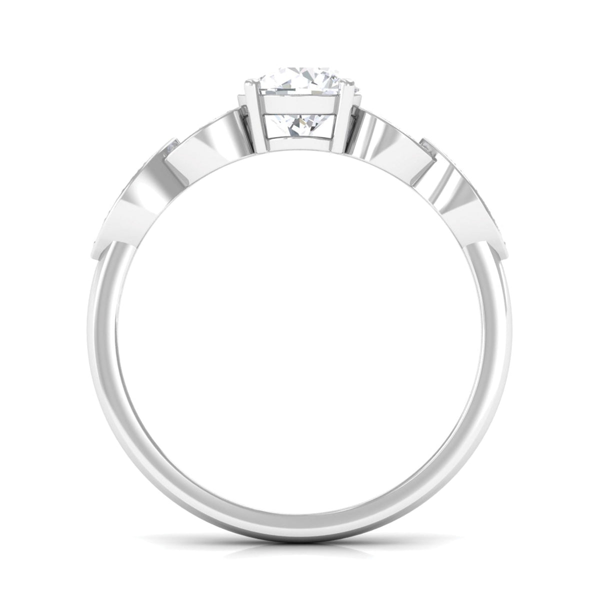 Classic Round Zirconia Engagement Ring with Side Stones