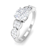 Classic Round Zirconia Engagement Ring with Side Stones