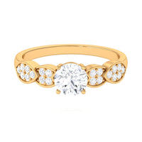 Classic Round Zirconia Engagement Ring with Side Stones