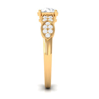Classic Round Zirconia Engagement Ring with Side Stones