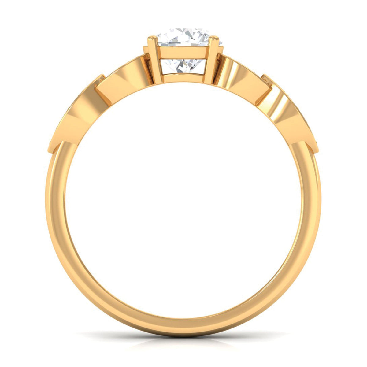 Classic Round Zirconia Engagement Ring with Side Stones