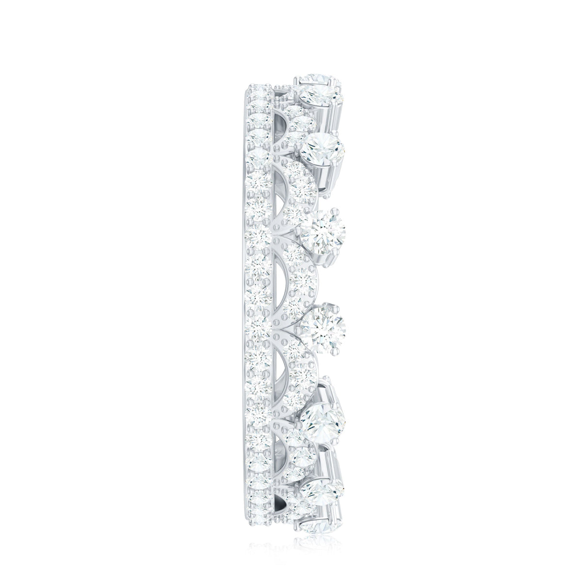 Round Cut Certified Moissanite Crown Wedding Band for Women