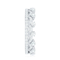 Round Cut Certified Moissanite Crown Wedding Band for Women
