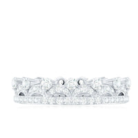 Round Cut Certified Moissanite Crown Wedding Band for Women