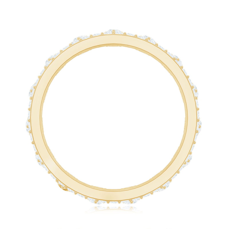 Round cut certified moissanite crown wedding band for women, elegant jewelry ring by Rosec Jewels.
