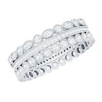 Vintage Looking 3 Row Moissanite Wedding Band