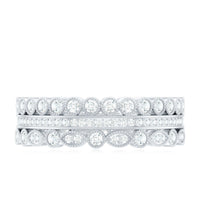 Vintage Looking 3 Row Moissanite Wedding Band