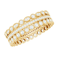 Vintage Looking 3 Row Moissanite Wedding Band
