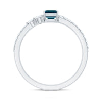 4X6mm Emerald Cut London Blue Topaz Wedding Ring Set with Diamond