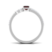 Real Garnet Diamond Emerald Cut Engagement Ring with Enhancer